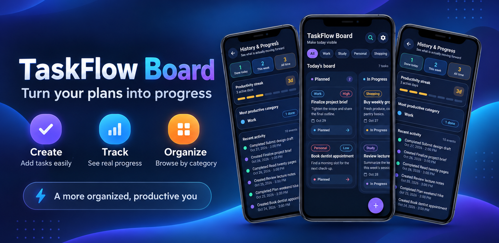 TaskFlow Board promotional banner